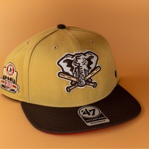 Oakland Athletics 40th Anniversary Snapback Hat ‘47 Brand MLB Khaki Brown